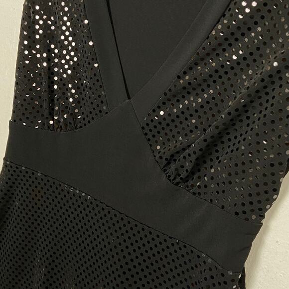 B Wear VTG Black Sequin Baby Doll Whimsigoth Witchy Goth Cap Sleeve Top Medium - Picture 7 of 12